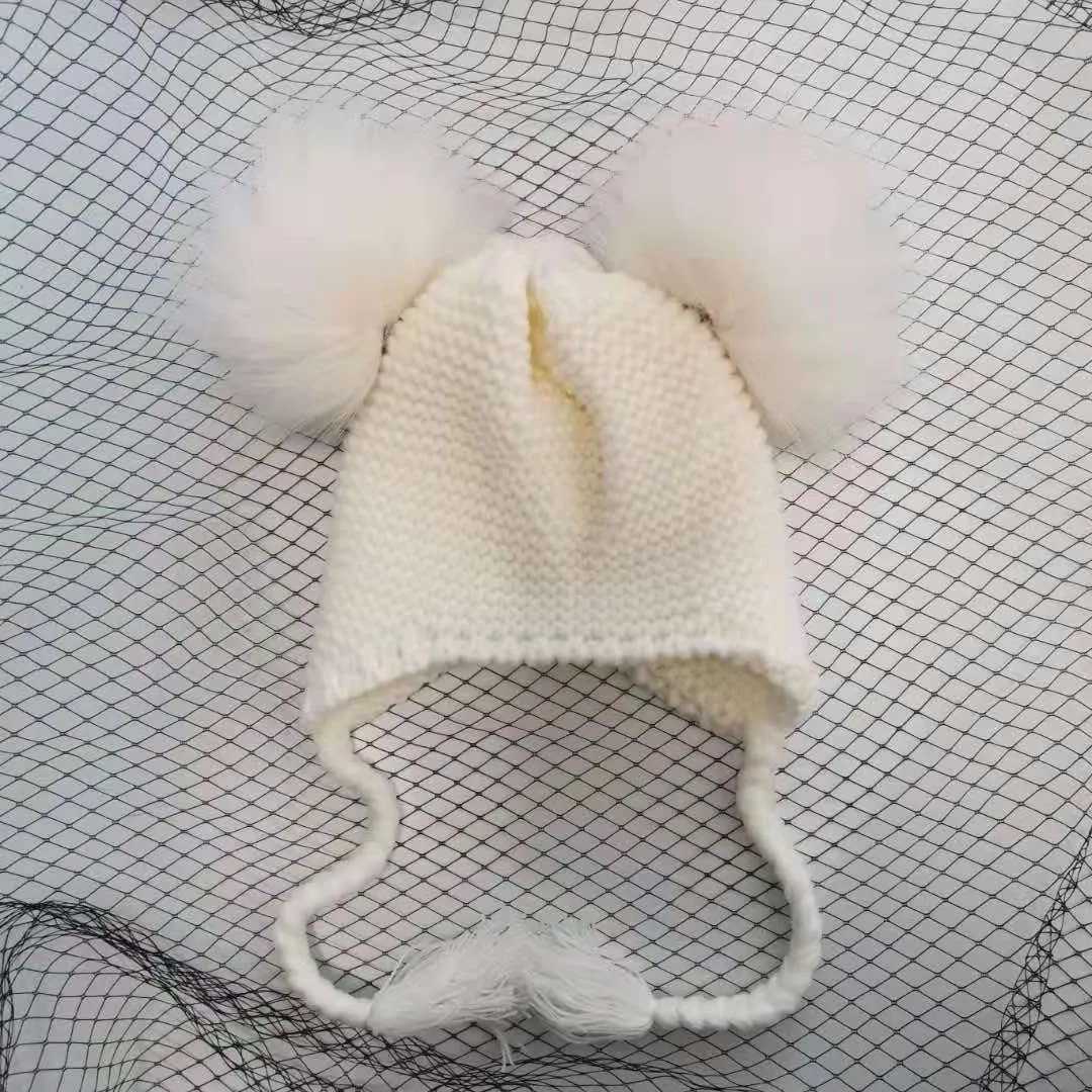 6 months3 years Baby Winter Earmuffs Earflap Hat Knitted Pompom Plush Cotton Baby Warm Hat Cute Girls Boys Winter Hat L250925M2M6