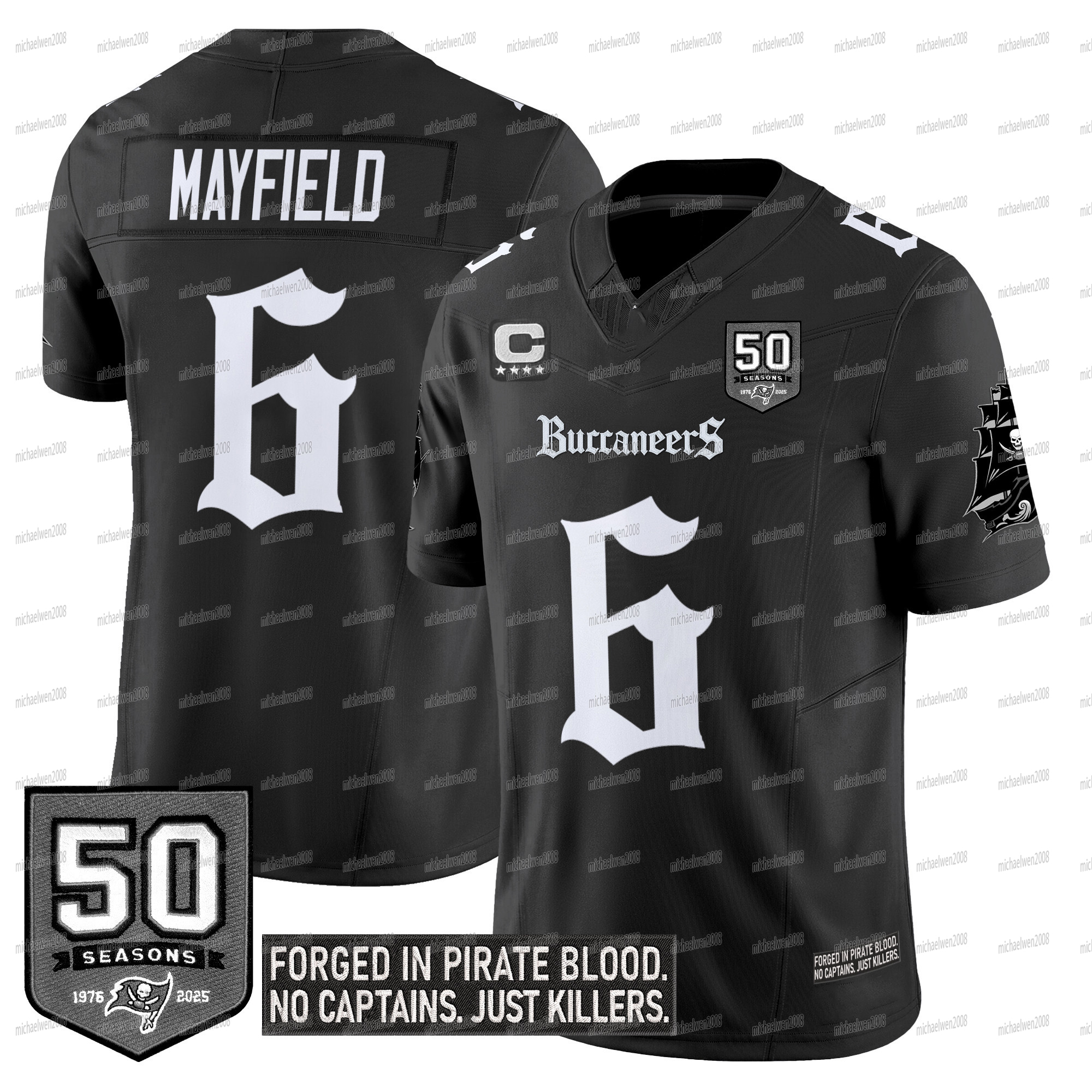 Buccaneerss Baker Mayfield 2025 Gothic Football Jersey Bucky Irving Tom Brady Rob Gronkowski Mike Evans Chris Godwin Vita Vea Rachaad White Antoine Winfield Jr