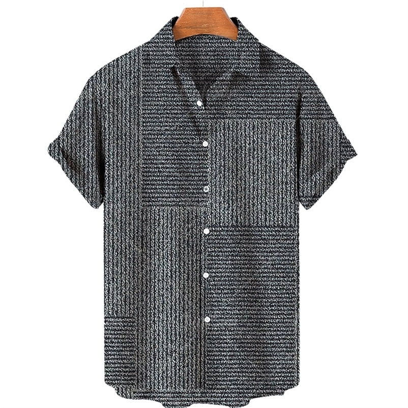 Men's Casual Shirts Mosaic Hawaiian men's short sleeve shirt open collar single button shirt 3D printed short sleeve fashionable casual beac