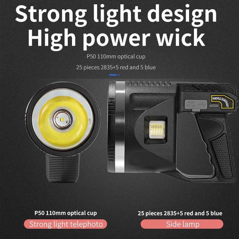 Rechargeable High Power Led Flashlights Ultra Long Lighting Distance Lamp Searchlight Powerful Outdoor Emergency Lantern Torches J250925