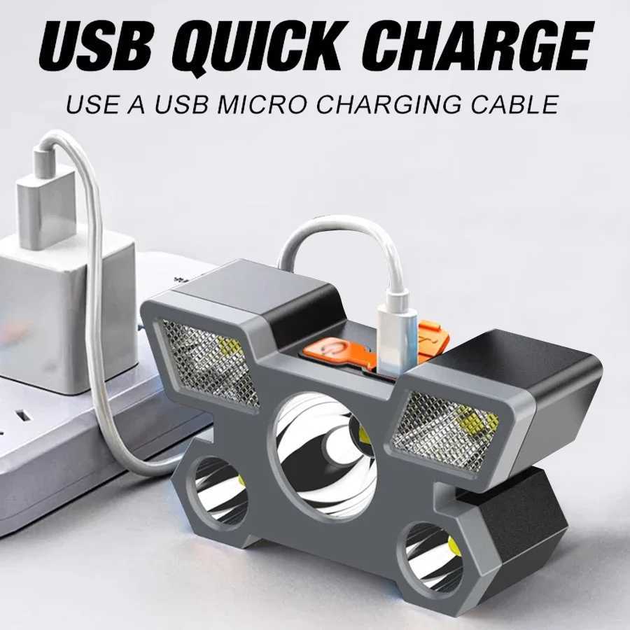 5 LED Flashlight Rechargeable with Built in Battery Strong Light Camping Adventure Fishing Head Light Headlamp J250925