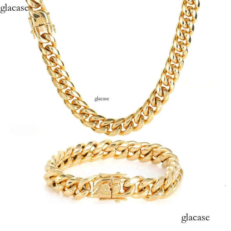 Wholesale Stainless Steel Custom Design Monaco Necklace Hip Hop Gold Plated Miami Curb Cuban Link Chain For Men