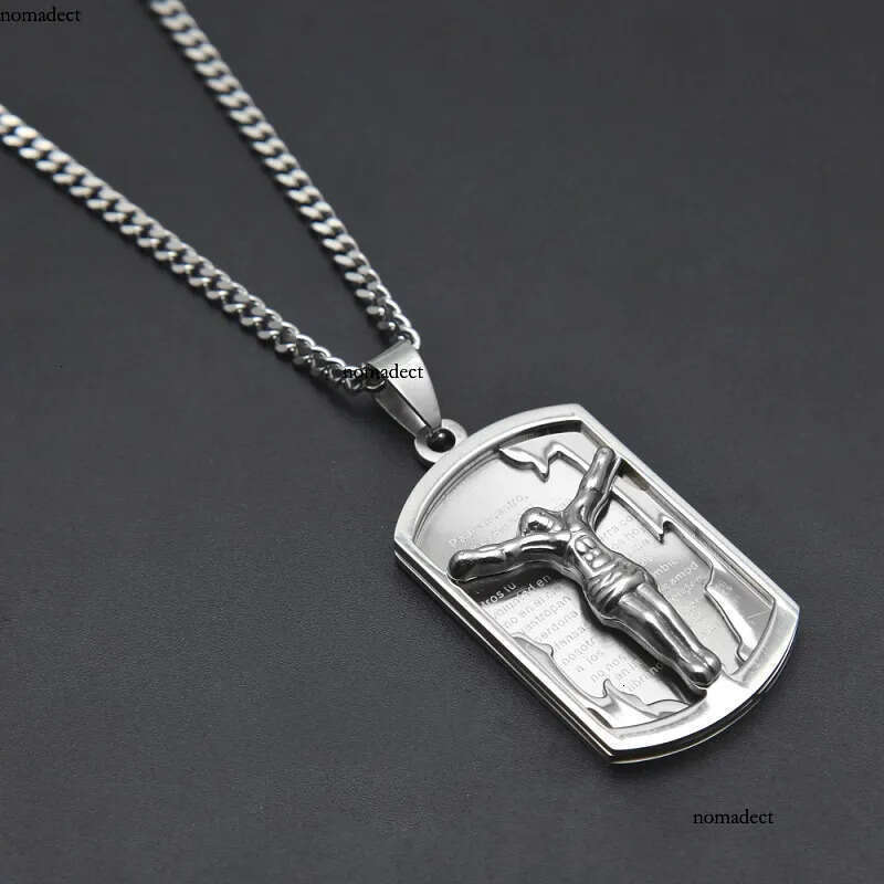 Mens Hip Hop Neclace Jewelry Stainless Steel Jesus Pendant Necklace Fashion Gold Dog Tag Necklaces 77