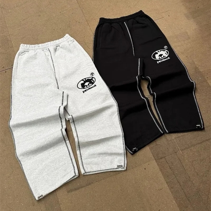 Harajuku retro sweatpants y2k fashion casual loose pants gothic fashion loose men straight leg wide pants women streetwear 250320