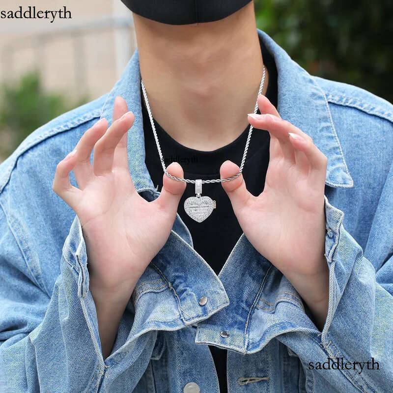 Custom Picture Necklaces Fashion Gold Plated Iced Out Lockets Heart Pendant Necklace Mens Hip Hop Jewelry f8 2f 38