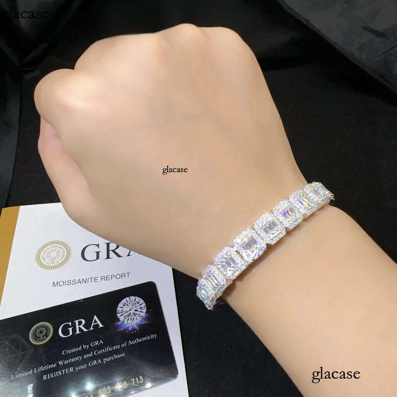 Sterling Sier Iced Out Dia Ready to Ship Vvs Moissanite Hip Hop Jewelry Tennis Bracelet