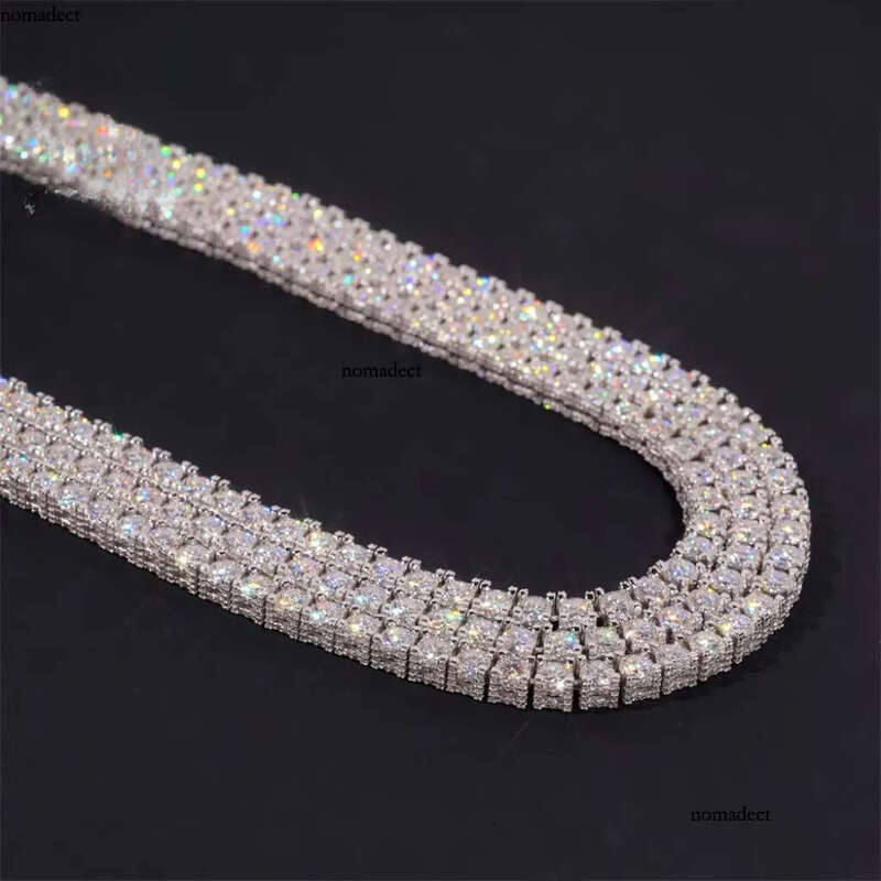 Hip Hop Fully Iced Out Double Sides Sterling Sier VVS1 5mm 6.5mm Moissanite Dia Cluster Tennis Chain Bracelet ff