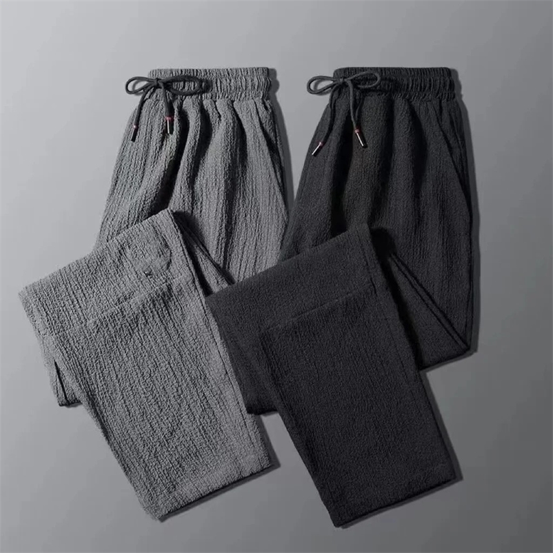 Spring/Summer/Autumn Ultra thin Linen Casual Pants for Mens Straight Loose Large Size Sports Pants Cool and Comfortable 5XL 240530