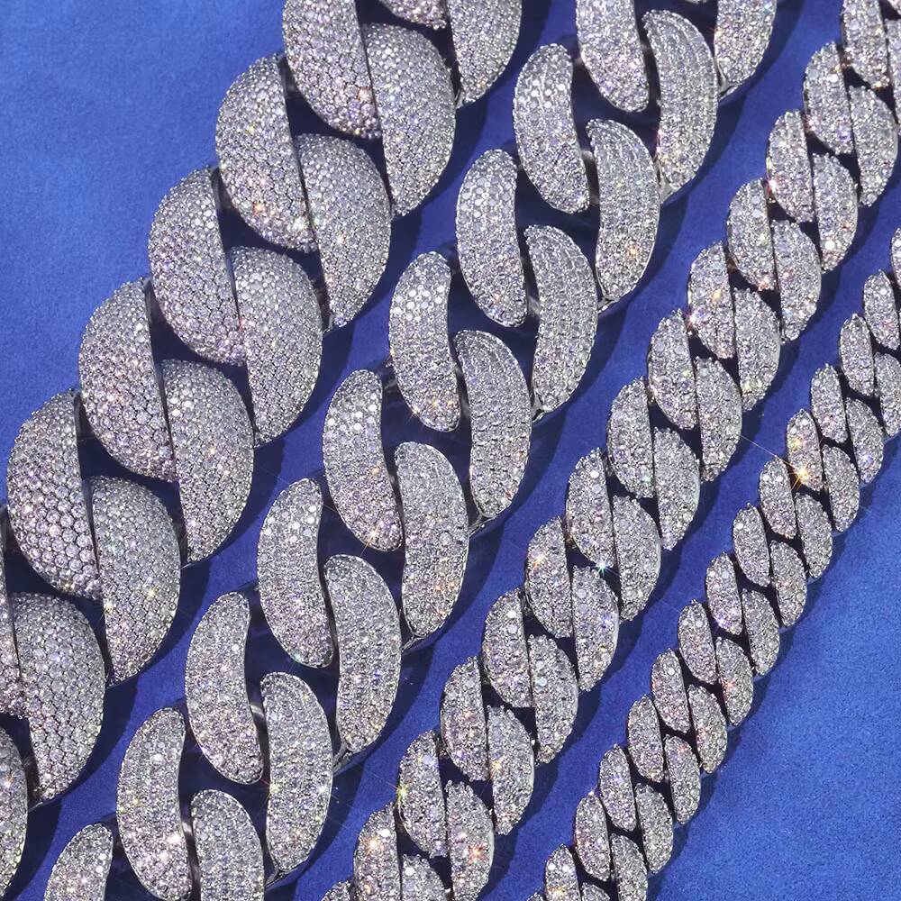 trend Mens Chunky Cuban Link Chain 10mm20mm Width Gold Plated Bling CZ Stone Iced Out Diamond Necklace Hip Hop Jewelry