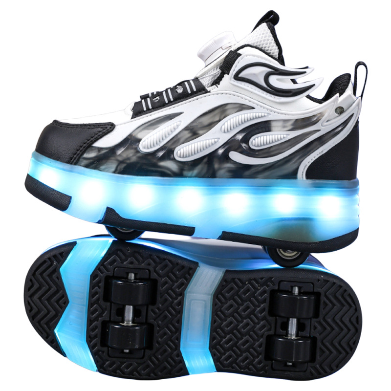 Two Wheels Children's Led Light Roller Skate Shoes For Kids Boys Girls Glowing Sports Luminous Sneakers Skateboard USB Charging