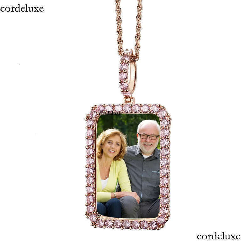 Custom Photos Necklace Fashion Gold Plated Square Memory Iced Out Pendant Mens Hip Hop Necklaces Jewelry 1f