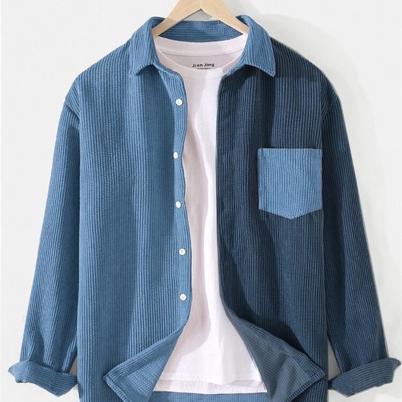Men's Jackets Spring Autumn men's coat contrast color lapel European and American corduroy men's jacket Japanese fresh men's top b