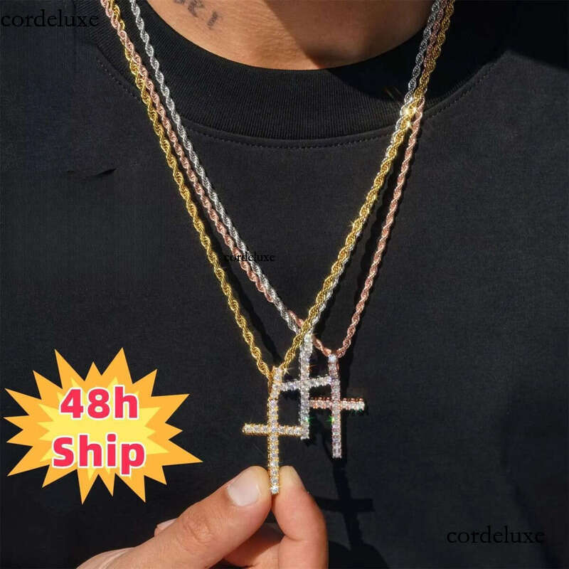 Read Shipping Hip Hop Jewelry Vvs Sier Moissanite Iced Out Cross Pendant With Chain 0f