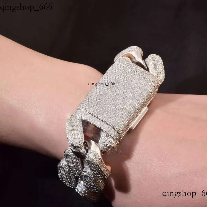 moissanite cuban chain Big Heavy Mens Necklace iced Vvs Moissanite Baguette Dia Hip Hop Iced Out man necklace