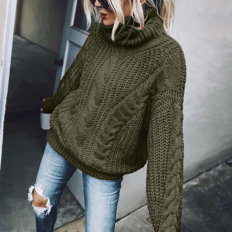Autumn Winter Sweater Women Solid Color Turtleneck Knitted Top Female Clothing