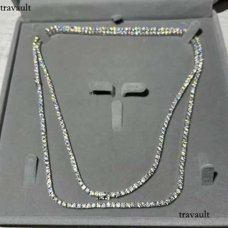 Iced Out 3mm Moissanite Dia VVS Sterling Sier Tennis Chain Necklace