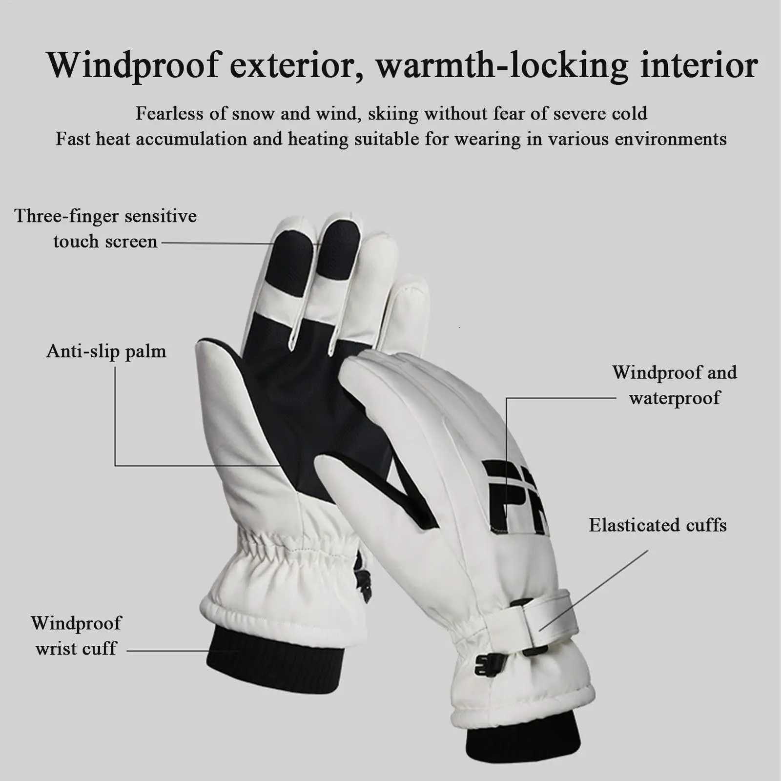 Thickened ski gloves highquality touch screen Waterproof Snow Gloves Nonslip Winter outdoor sports Skiing cycling gloves Z250925