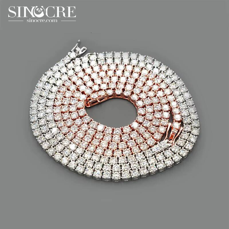 4Mm Tennis Chain Moissanite Rose Gold New Arrival Sinocre HipHop Male