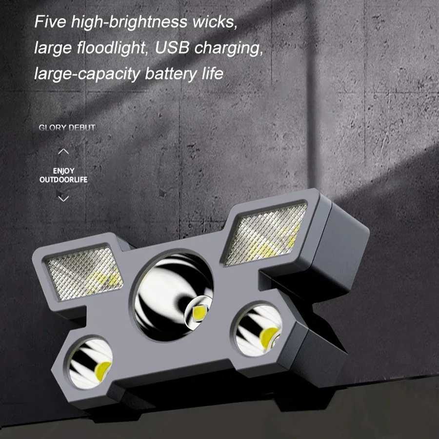 5 LED Flashlight Rechargeable with Built in Battery Strong Light Camping Adventure Fishing Head Light Headlamp J250925
