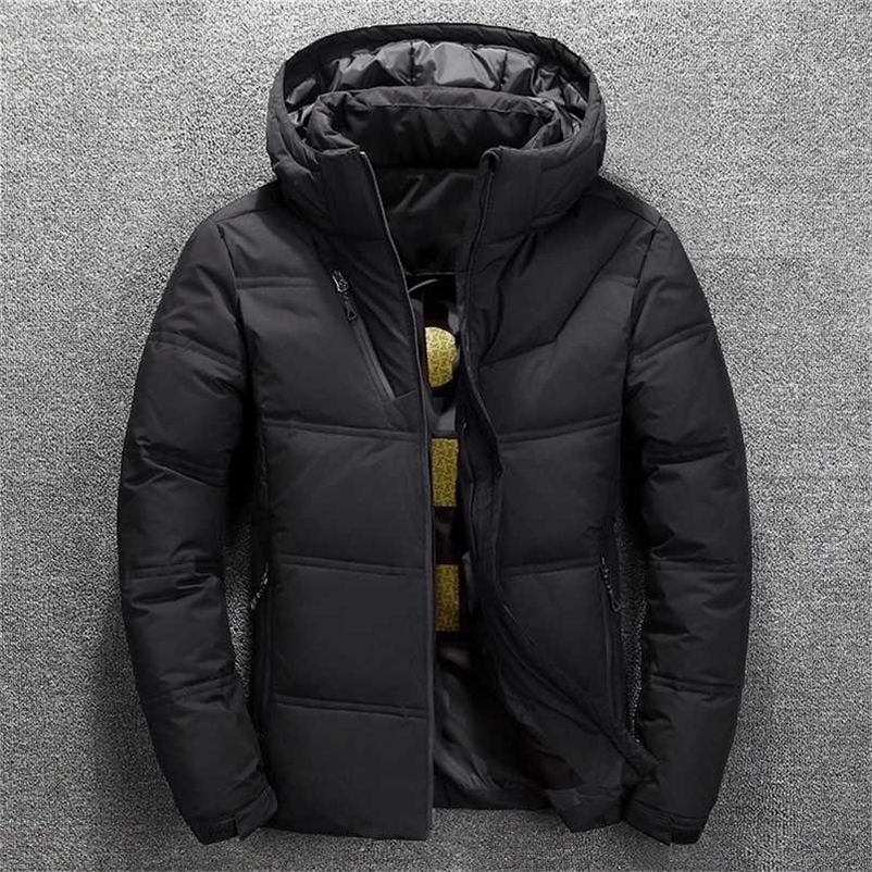 Winter Down Coat Men's Thick Warm White Duck Down Parkas Jacket Men Snow Parka Jacket Overcoat Windbreaker Hooded Warm Parkas 211014