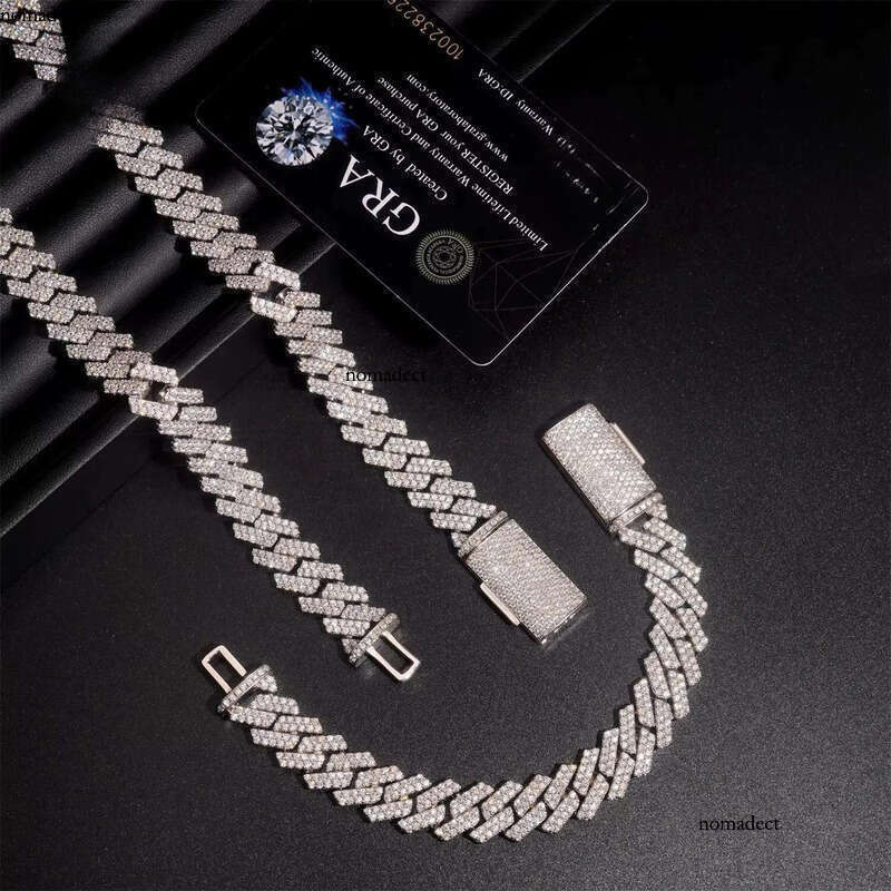 Pass Dia Tester Hip Hop Jewelry Iced Out Necklace VVS Moissanite Sier Cuban Link Chain ae
