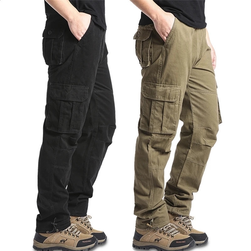 Big Size Mens Casual Sports Pants Stretch Waist Tactical Cargo Pants Man Hiking Pants Joggers Cotton Trousers 240911