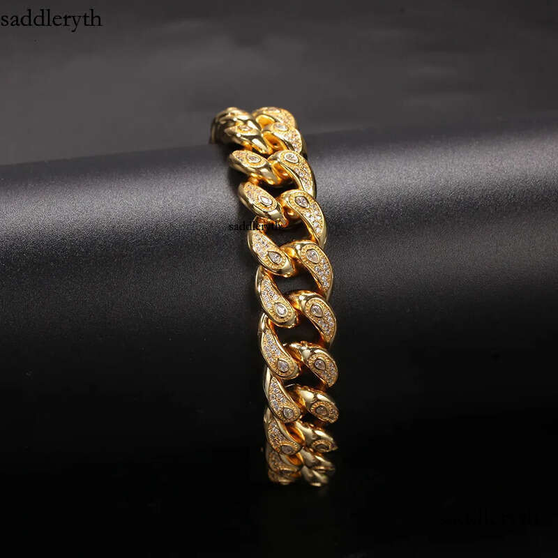 High Quality Iced Out Cuban Link Necklace Bracelets Mens Hip Hop Gold Chain Necklaces Jewelry 15mm 32 91 5c
