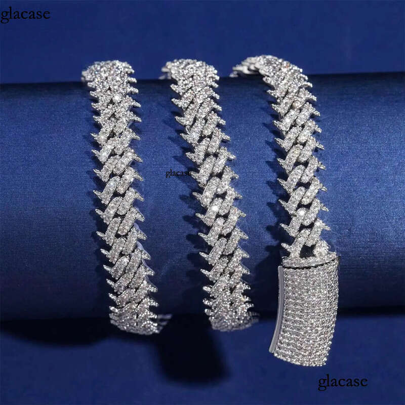 Factory Wholesale Dia Chain Sier Hip Hop Jewelry Necklace Micro Pave Vvs Moissanite Cuban Link