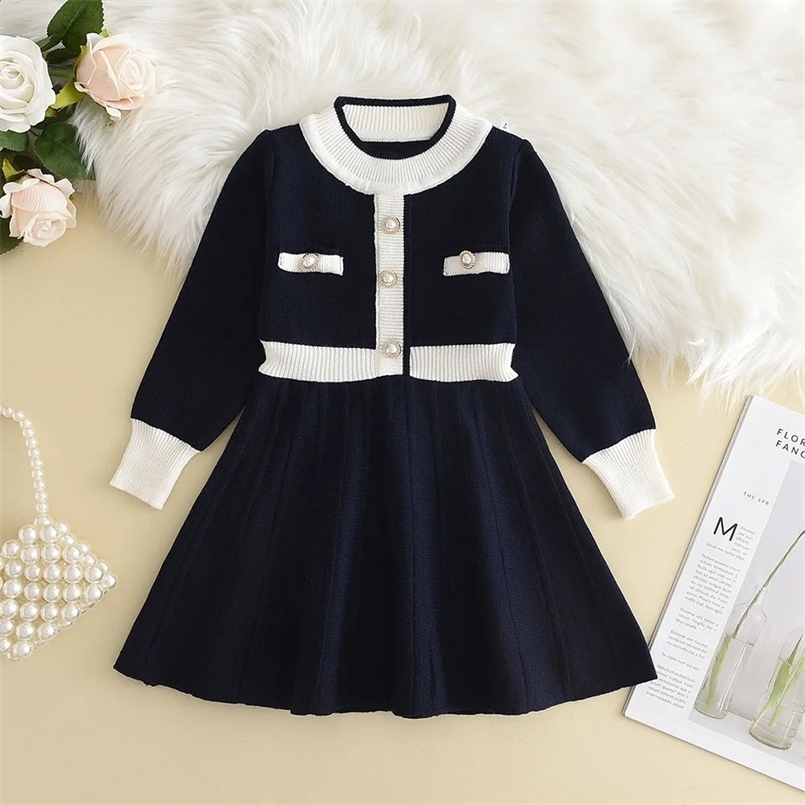 Melario Autumn Winter Girls Sweater Long Sleeve Dress Christmas Party Girl Baby Retro Knitted Wool Dress Casual Vestidos 240902