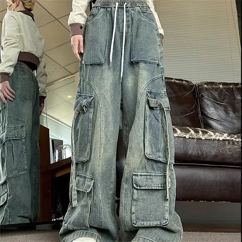 Washed Vintage American Style Womens Jeans Loose Drapey Slimming Long Trousers Spring Arrival High Street Fashion 250320