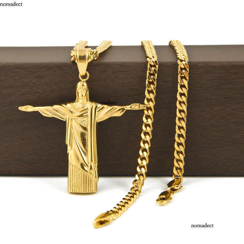 Mens Hip Hop Necklace Jewelry Fashion Stainless Steel JESUS Piece Pendant High Quality Gold Necklaces a2