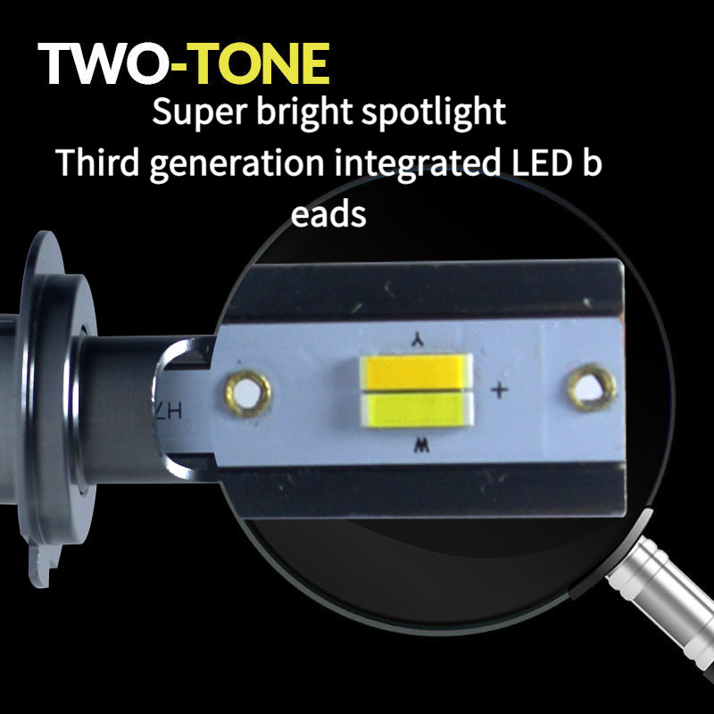 Tri color conversion car LED headlight bulb super bright H7H1H11 9005 H4 dual light three light car bulb