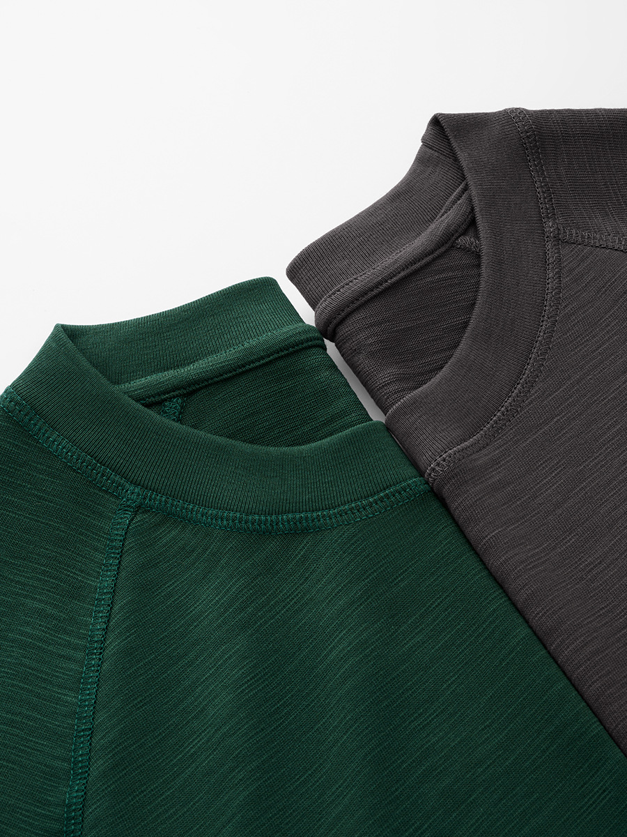New Men's Raglan-Sleeve T-Shirt made of Slub Cotton - Heavyweight 310g Pure Cotton, Solid Color, Versatile Summer Top for Women -60C