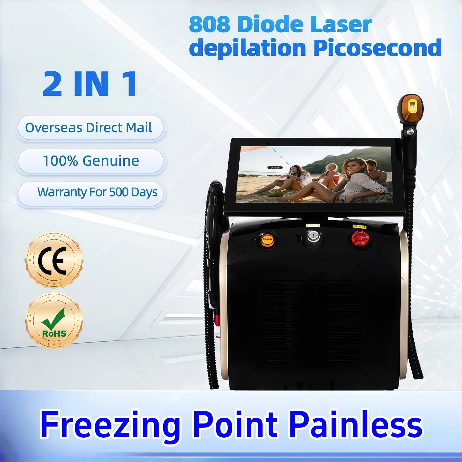New 3500W 2 in 1 808nm Diode Picosecond Laser Hair Removal Machine 3 Wavelengths for Permanent Hair Removal Suitable for home and beauty salon