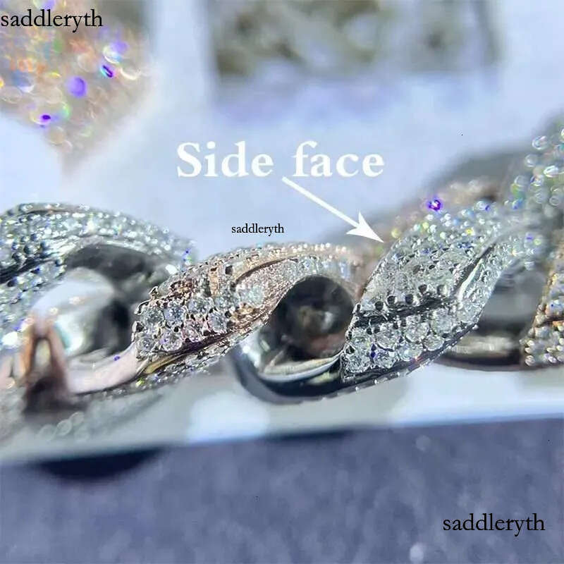 Customization Hip hop k Necklace White Gold Plated Iced Out Moissanite Dia Cuban Chain 3a
