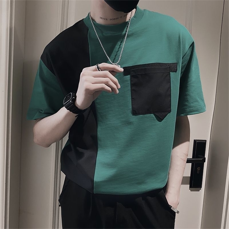 Men's T-Shirts Fashion O-Neck Spliced Pockets Asymmetrical T-Shirt Men's Clothing Summer Oversized Casual Pullovers Korean Tee Shirt 230426