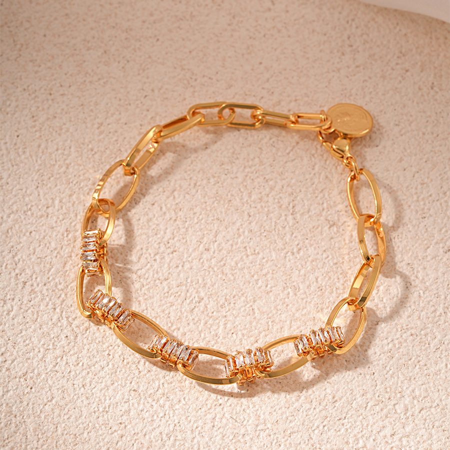 Zircon Stone Geometric Chain Bracelet Durable Lightweight Designer Accessory
