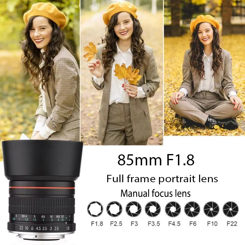 85mm F1.8 Manual Focus Portrait Lens Compatible with Full Frame & APS-C Cameras for Canon EOS Rebel EF/EF-S RF Mount Sony Alpha NEX E mount FE Nikon F
