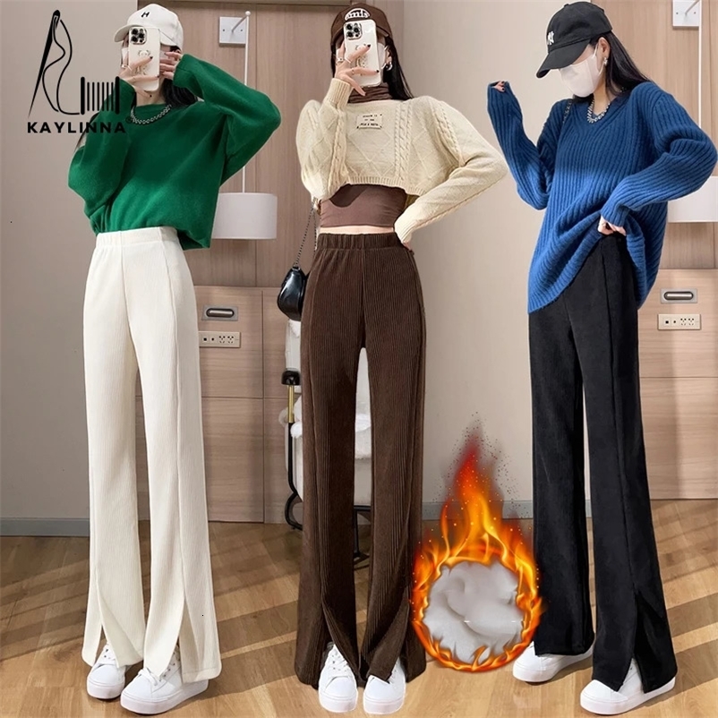 Women's Pants Capris Women Pants High Waist Winter Clothes for Women Slacks Streetwear Autumn Korean Fashion Trousers Women's Flare Warm Clo