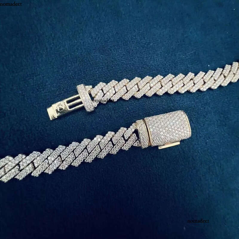 Elegant 13mm Raised Prong Set Chain Moissanite Studded Cuban Link Chains for Sale at Best Prices d4