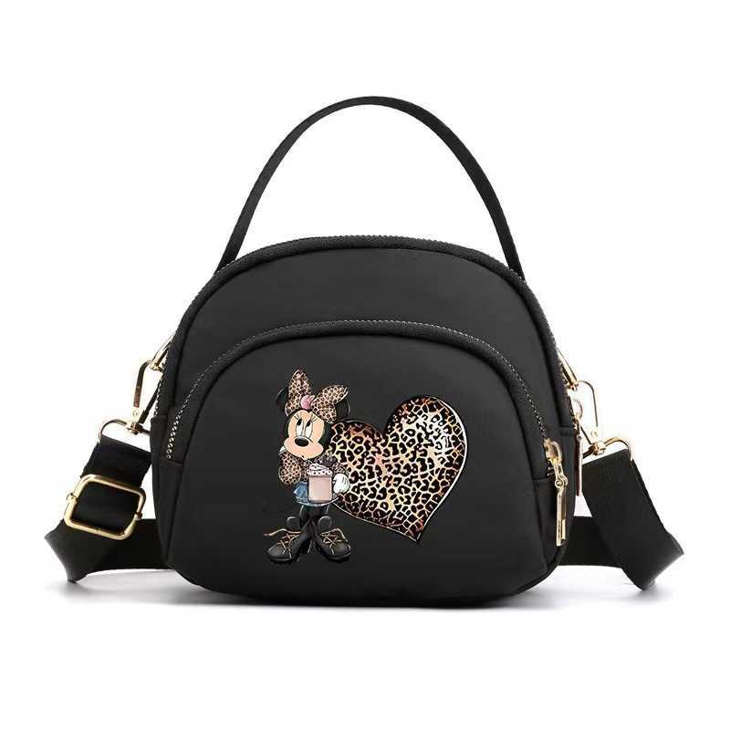 Disney's new Minnie cartoon print small square bag - mini mobile phone bag, casual and simple nylon fabric bag, women's cross-body shoulder 