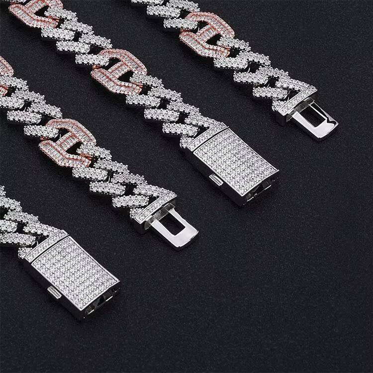 Iced Out Cuban Link Chain for Men Hip Hop Pig Nose Necklace Bracelet TwoTone Miami Cuban Coffee Bean Chain Necklace for Women
