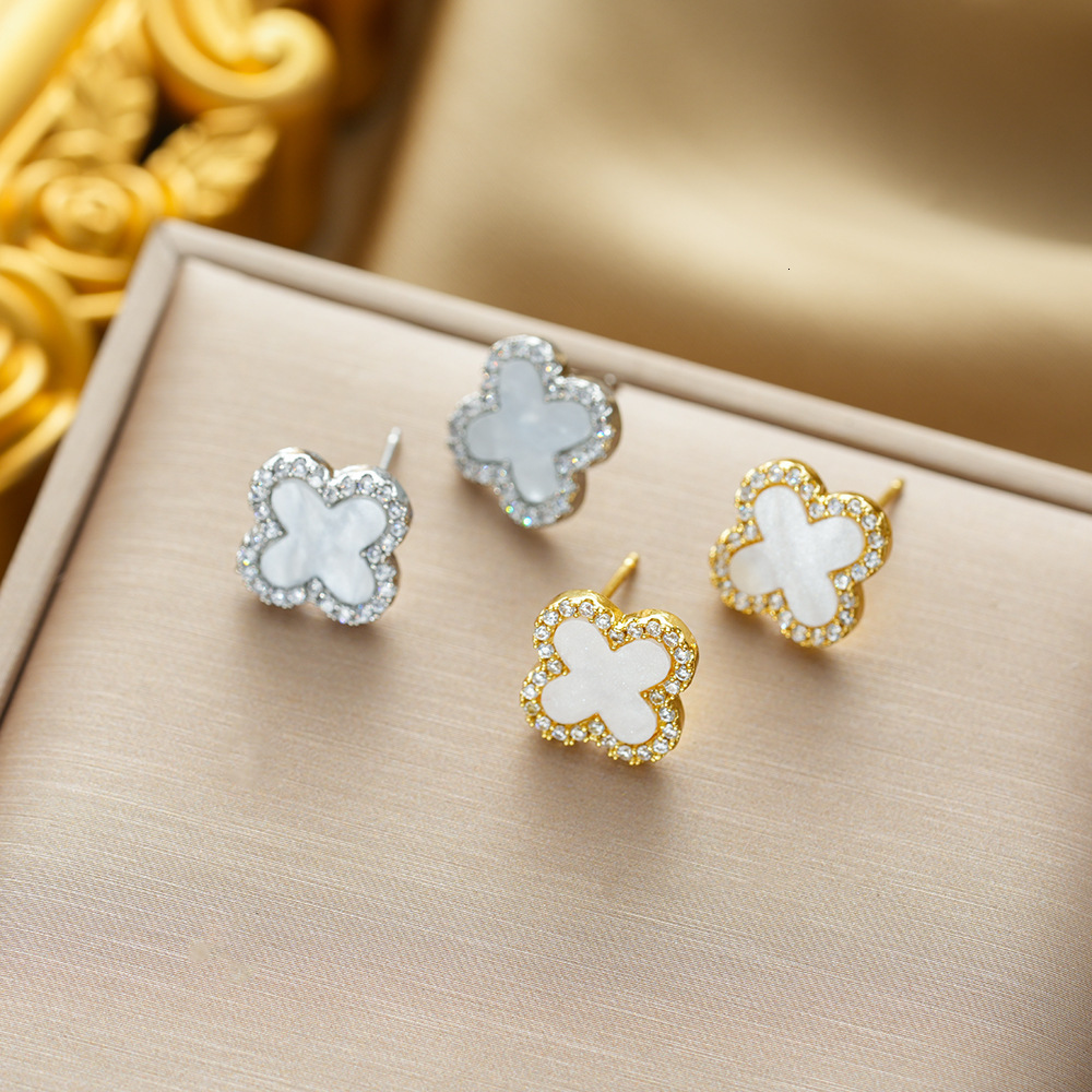 earring nonfadingkorean and japanese new style lucky fourleaf clover fashionable personality versatile elegant highend earrings designer earrings
