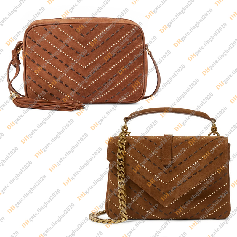 Ladies Fashion Casual Designe Luxury College Suede Bag Lou Suede Bag Shoulder Bag Crossbody Totes Handbag TOP Mirror Quality 600279 612544 Pouch Purse