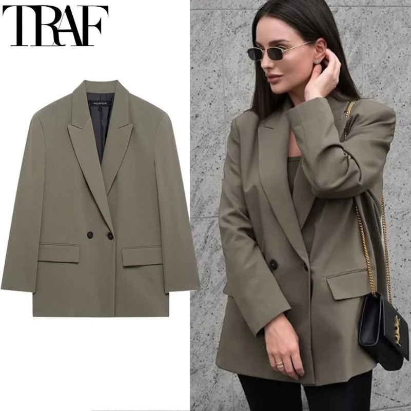 TRAF womens sportswear office wear long jacket spring long sleeved solid sportswear womens oversized jacket high-quality sportswear 250415