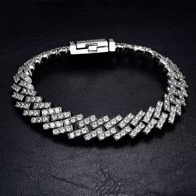 JWY Customized Trend High Quality 925 Sterling Silver Man Hip Hop Jewelry Iced Out VVS Moissanite Bracelets Fashion Chain Link Bracelets