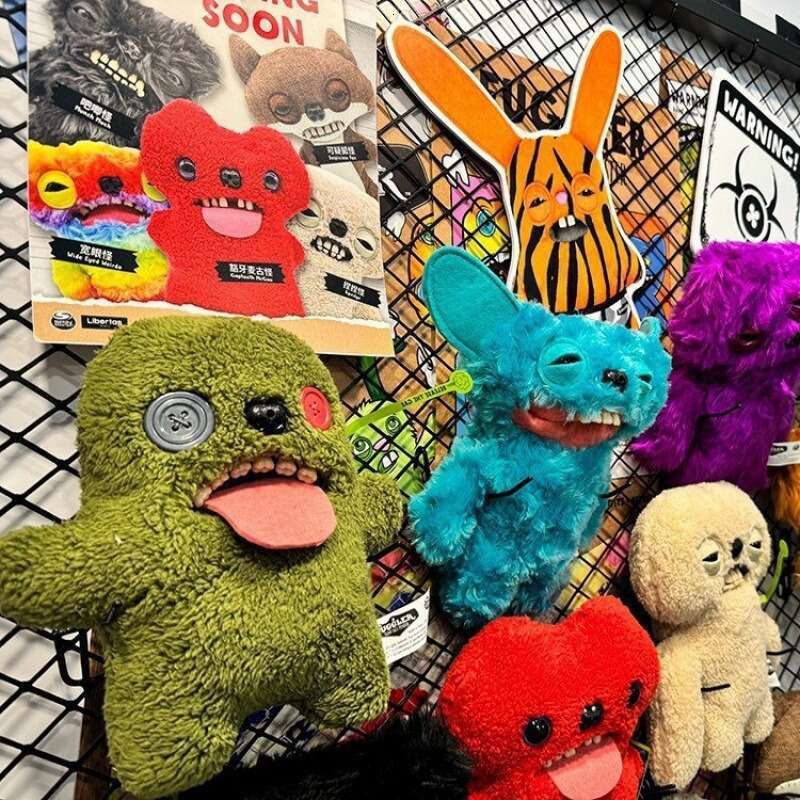 Flr Monster Pendant Funky Tooth Treasure Ugly Cute Plush Doll Teeth Quirky Keychain