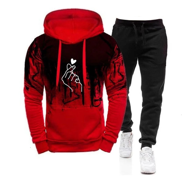 Men Casual Tracksuit Hoodies Set Men's Sportswear Outfit SweatshirtSweatpant 2 Pieces Suit Pullover Hoody Sets Male Fashion 240106