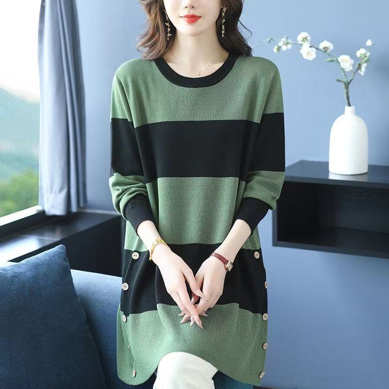 plus size women's new long sleeve high waist printed banquet dress mid-length skirt D02335