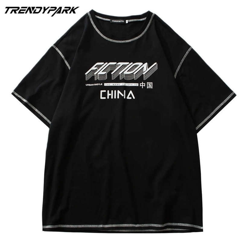 T-shirt Men Style Summer Short Sleeve Printed Tee Hip Hop Oversized Cotton Casual Harajuku Streetwear Top Tshirts Clothing 210601